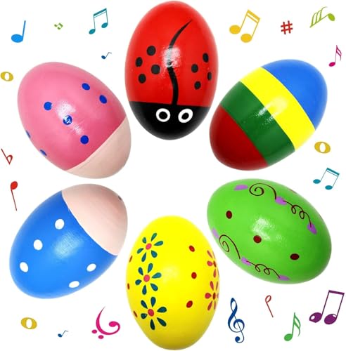 6 Piezas Shaker de Huevo, Huevo de Percusión, Maracas de Huevo Colorido,Juguetes Musicales de Percusión para Favores de Fiesta, Suministros de Premios en El Aula, Caza de Pascua
