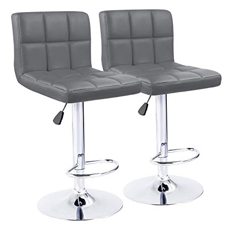 KaiMeng Bar Stools Modern Square Counter Height Bar Stool PU Leather Swivel Adjustable