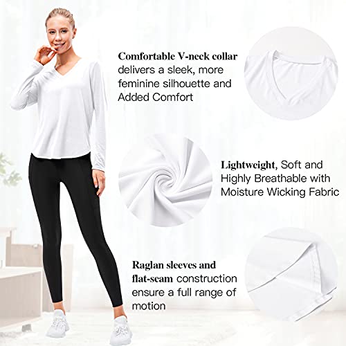 Long Sleeve Active Tops for Women, Quick Dry Lightweight Outdoor T-Shirt Comfy Hiking Running Workout Yoga Tee Shirts
