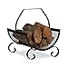 Relaxdays Kaminholzkorb schwarz, Brennholzkorb groß, Holzwiege Kamin, Feuerholzkorb Metall, HxBxT 40 x 33 x 38 cm, black
