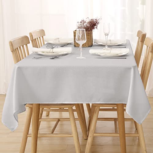 Deconovo Wipeable Faux Linen Rectangular Tablecloth for Coffee Tables Grey 130x220cm(51x87in), 87 x 51 inch (Rectangular) - Image 3
