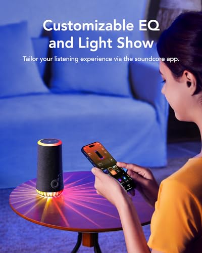 Soundcore By Anker Glow Portable Speaker With 30W 360° Sound, Synchronized Radiant Light, 18H Playback, Customizable Eq And Light Show, And Ip67 Waterproof - Black, Bluetooth 5 415B6JupYPL