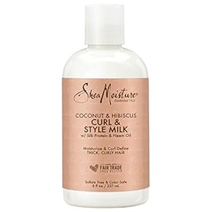 SheaMoisture-Curl-and-Style-Milk-for-Thick-Curly-Hair-Coconut-and-Hibiscus-for-Curl-Definition-8-Oz SheaMoisture Fair Trade Sulfate Free Coconut Hibiscus Curl & Style Milk with Silk Protein & Neem Oil For Thick, Defined, Curly Hair 8 oz