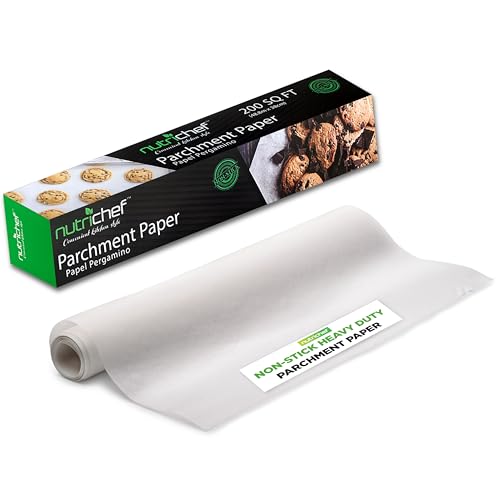 Nutrichef - NutriChef, Parchment Paper, Butcher Paper, Freezer Paper, Wax Paper, Nonstick,Parchment Paper Roll for Baking, Cooking, Air Frying, Steaming, Grilling, Easy to Cut, 200 Sq. Ft