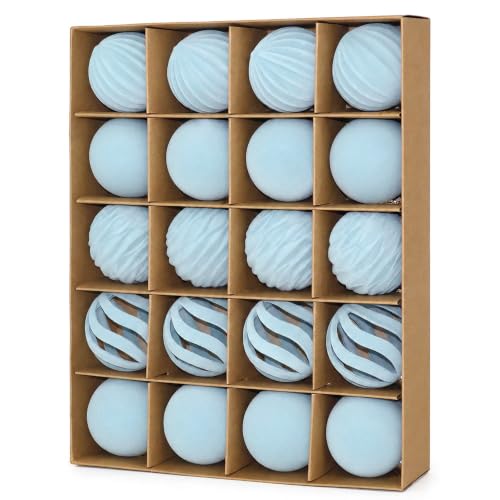 Image of 20Pcs Velvet Ornaments for Christmas Tree,2.36In Christmas Ornaments Set | Dusty Blue Velvet Christmas Ornaments;Christmas Decor;Flocked Shatterproof Christmas Balls;Holiday Christmas Decoration