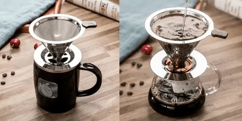 Coador Filtro de Café em Aço Inox Utensílio Reutilizável Inoxidável Possui Camada Dupla com Malha Fi