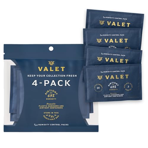 Valet 69% Two-Way Humidity Packs 4-Pack (60g), Two-Way Humidity Control Packs for Airtight & Plastic Containers, Moisture Absorber, Made in USA