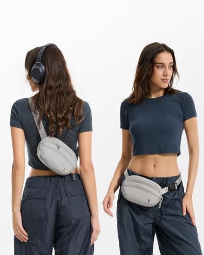 Image of tomtoc Belt Bag with RFID Blocking, Cross Body Fanny Pack for Women Men, Sling Waist Bags with Adjustable Strap for Travel Walk, Gray, 1.5L