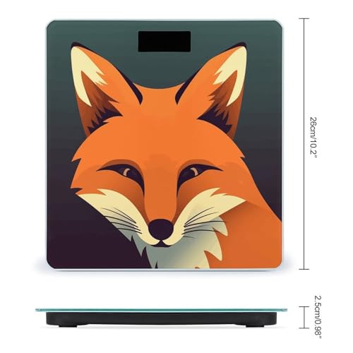 Báscula digital de baño con diseño de zorro y vidrio templado miniatura 2