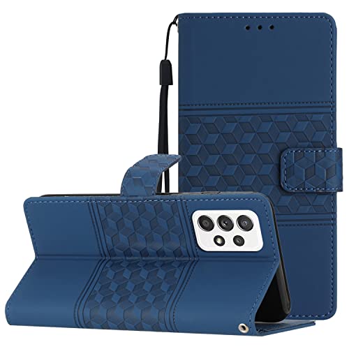 Vogu'SaNa Étui de protection compatible avec Samsung Galaxy A52 5G avec compartiment pour cartes - Fonction support - Portefeuille en cuir synthétique - Étui à rabat magnétique - Bleu Cover