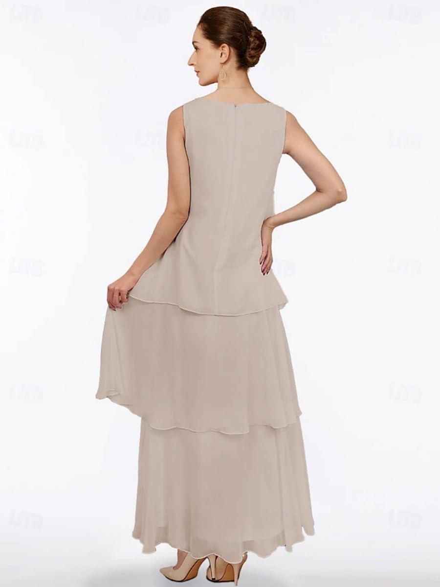 Traje de 2 piezas para madre de la novia, vestido de gasa para invitada de boda, trajes formales