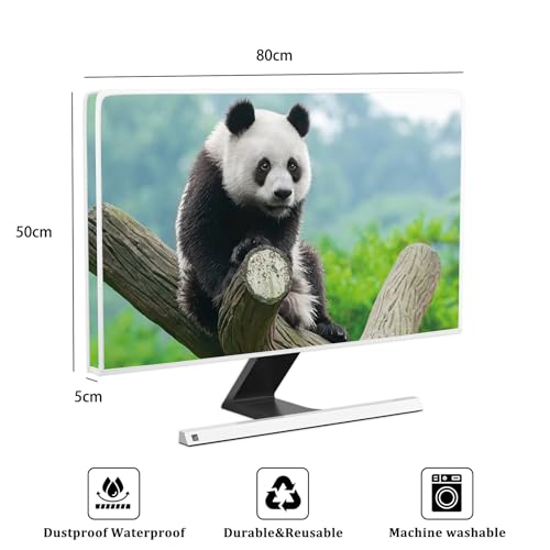 Image of Cute Giant Panda Waterproof Screen TV Cover 32 Inch Lovely Natural Animals TV Display Screen Covers Dust-Proof Anti-Scratch Anti-Static Protective for Screen 32 Inch TV LED LCD OLED