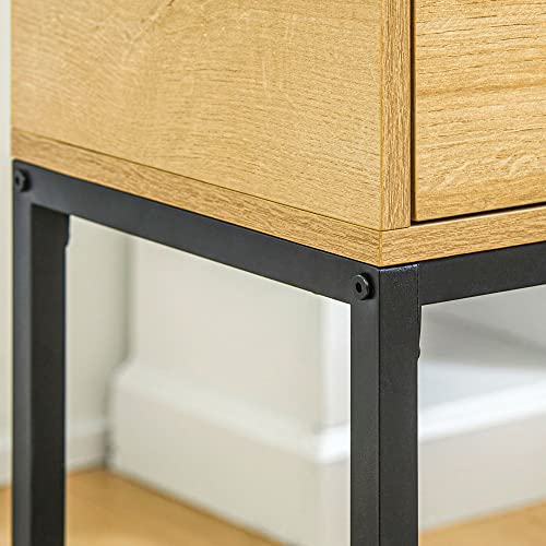 HOMCOM Mesa Auxiliar para Sofá Mesita Auxiliar Moderna con Cajón con Patas de Acero para Pasillo Salón Dormitorio 40x30x76 cm Natural - imagen 8