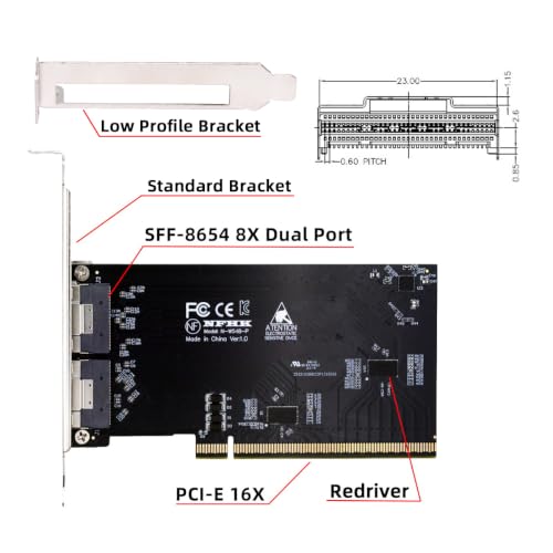 Image of CY External Slimline Dual SFF-8654 8X 74Pin to PCIE 16X Express 5.0 PCIE4.0 Raid VROC Hyper Adapter with Linear Redriver Over Long Cable Lengths