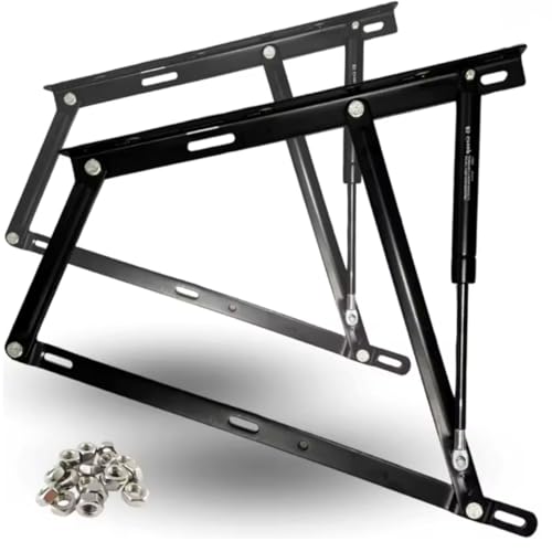 Bisagra Elevable con Pistón de Gas para Canapé Abatible, 150-1800N, Herraje Reforzado, Sistema Hidráulico Resistente, Amortiguador para Cama con Arcón (1250N)