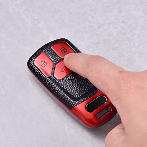 Image of ELOHEI for Audi Key Fob Cover, Premium Soft TPU 360 Degree Full Protection Key Case Accessories Compatible with Audi A4 Q7 Q5 TT A3 A6 SQ5 R8 S5 Smart Key(Leather Red)