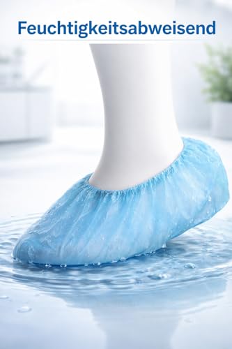 BUXMED 100 Stück Schuhüberzieher Einweg – Überschuhe wasserdicht, Überzieher Schuhe, Op Schuhe, Rutschfeste wasserdichte Überziehschuhe für Klinik, Pflege, Baustelle & Innenbereich