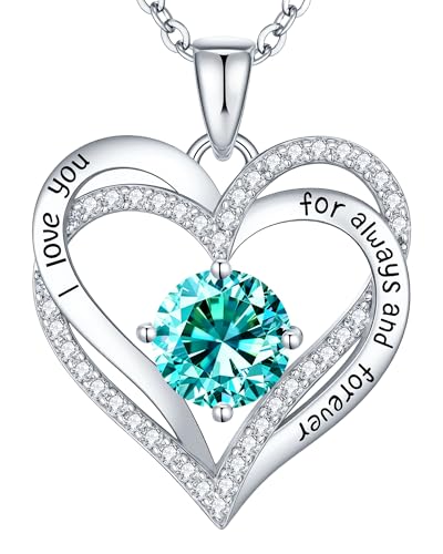 Image of CDE 18K Rose Gold Heart Pendant Necklaces,Birthstone Jewelry Gifts for Wife