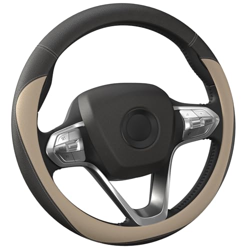 HOTOR Car Steering Wheel Cover - Universal Car Accessory for Diverse Cars, Durable Leather Cover with Anti-Slip Lining, for Steering Wheel with a Diameter of 14.5
