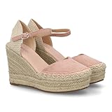 shoes&blues.es 100144 Alpargata Sandalia de Mujer con Cuna de Esparto y Detalle Decorativo en la Pala, para Mujer, Cierre de Hebilla Ajustable, Talon Abierto, Ideal Primavera Verano. Nude Talla 39