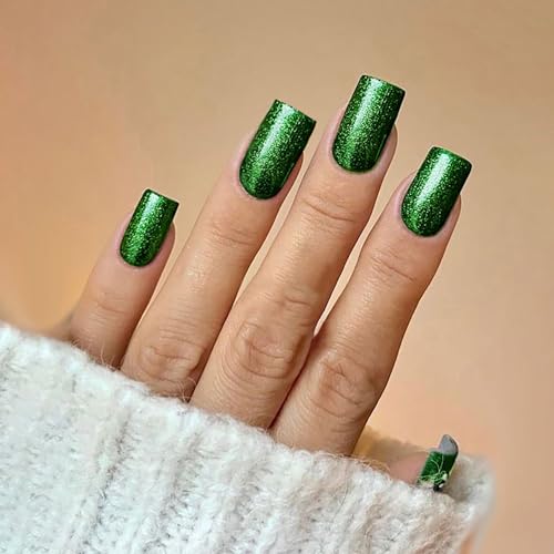 24Pcs St. Patrick's Day Press on Nails Medium Square Fake Nail Gr...