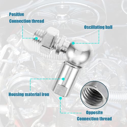 Udbrud 4 Stück L Form Kugelgelenk mit Bolzen, M8 x 1.25mm Kugel Gelenkstange Winkelgelenk, Stangenendlager Gewindestangenendlager Selbstschmierend Kohlenstoffstahl Kugelbuchse Endfitting