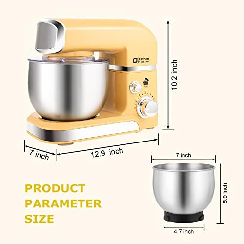 Kitchen in the box Stand Mixer, 3.2 Qt Small Electric Whisk, 6 Speed Portable Lightweight Kitchen Mixer for Daily Use with Egg Whisk, Dough Hook, Flat Whisk
