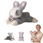 Nuyiac Weighted Rabbit Plush, Soft Plush Toy for Stress Relief & Calming, Cute Bunny Plushies Soft Bunny Anxiety Toy Gift (Gray Prone Position, 35CM)