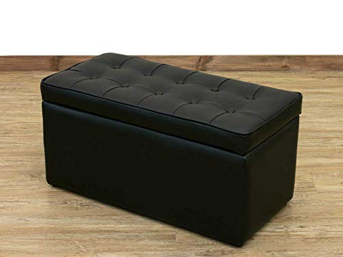 2人掛け収納庫付きベンチ 約W76xD38cm ブラック*ダイニングベンチやソファー オットマンにも