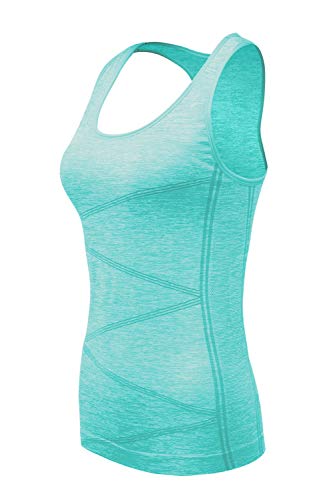 Women's Summer Yoga Tank Tops Racerback Stretchy Activewear Yoga Shirts Quick Dry Running Tops Sports Gym Workout Tops (Fluorescent Green, Small)