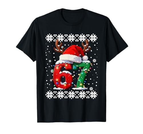 6 7 Couple Pajamas Six Seven Matching 67 Ugly Christmas T-Shirt