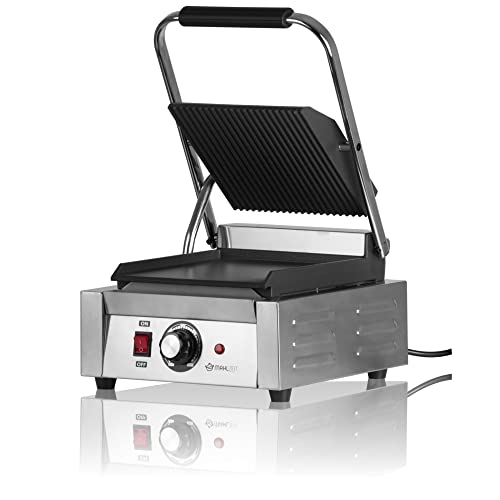 Mahlzeit elektrischer Kontaktgrill für Gastro | 1800 Watt, bis 300°C | 31 x 38 x 22,5 cm | Sandwichgrill, Paninimaker, Plattengriller | Sandwichtoaster, Sandwichmaker, Grillplatte für Sandwich