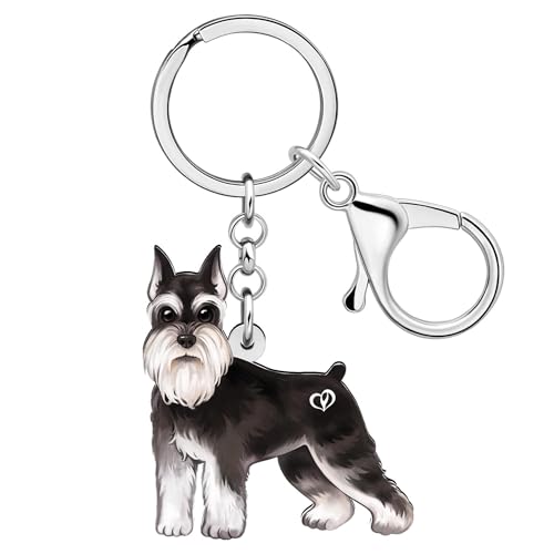 RAIDIN Acrilico carino cane animali domestici portachiavi per le donne ragazze festa bomboniere Kawaii Schnauzer cucciolo anello chiave regali per gli amanti del cane chiavi (Nero)