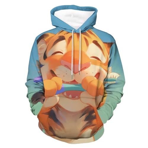 Sweat à capuche Lion se brossant les dents imprimé style décontracté taille S pour homme et femme