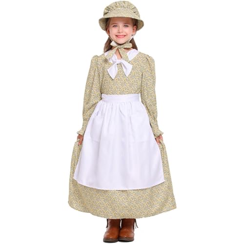 Dirndl fille pour Oktoberfest ensemble robe longue et corset jaune