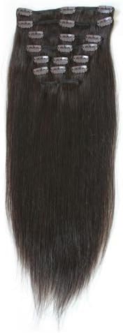 1688 Hair 14-26 Inches Indian 100% Virgin Human Hair Remy Natural Straight Weaving Clip in Hair Extensions DIY #2 Dark Brown 7 Pc/pack 70-100g (14")