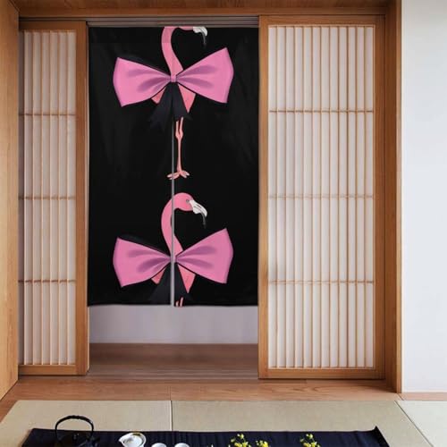 WHJSSF Elegante cortina de puerta con estampado de flamenco y lazo, protección de privacidad, adecuada para cocina, baño, habitación, 86 x 142 cm