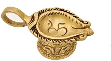 phareLamp Presents Aesthetic Decors Om Design Oval Oil Lamp Brass Table Diya (Antique Gold) #A222