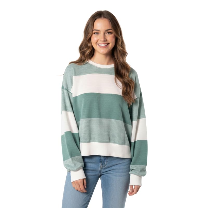 buddy jelly trends Women's Cotton Striped Oversized-Off Shoulder Pullover | Casual Loose Crewneck Jumper Top in Strip | Lightweight Long Sleeve Monochrome Fashion for Winter-picture-30