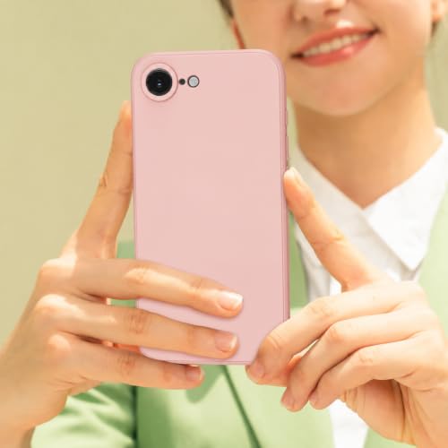 Image of DIZORO Square Microfiber Candy Case Compatible for iPhone 17e / iPhone 16e Shockproof Slim Back Cover Liquid Silicone Case - Pink