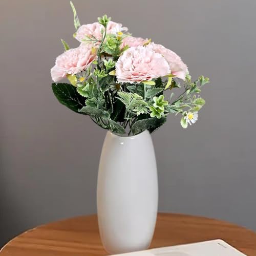 Image of SATYAM KRAFT 1 Bunch Artificial Carnation Flower Stick for Home Decor, Bedroom, Living Room, Balcony, Office Desk, Wedding, Marriage Decoration, Gift, Festival, Shelf & Corner Decoration (Peach)
