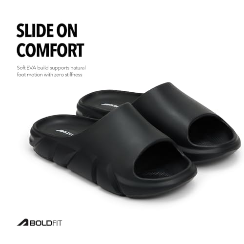 Image of Boldfit Sliders for Man, Eva Foam Men Sliders Slippers, One-Piece Comfort Men Slides with Shock-Absorbing, Soft Cushioning, Water-Resistant & Odor-Free for Beach, Travel, Everyday Wear Flip Flops