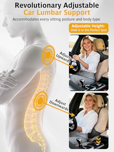 Verstellbares Lendenstützkissen für Autositze mit Doppelgurten Memory-Schaum Unterstützung für unteren Rücken und Taille Kissen mit konvexem Punktdesign abnehmbarer Bezug für Fahrzeuge und Bürostühle