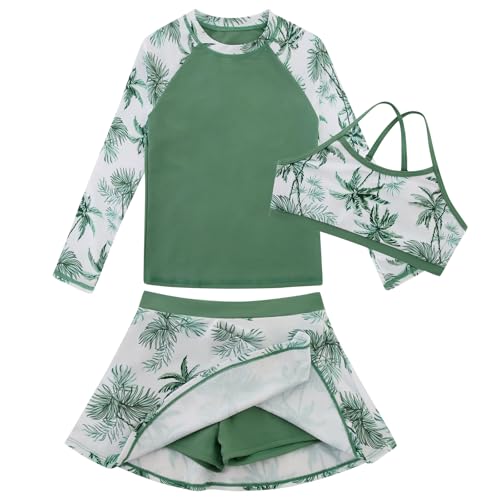 Girls Swimsuit Long Sleeve Swim Shirt 3 Piece Rash Guard for Girls Bathing Suit with Boyshorts2