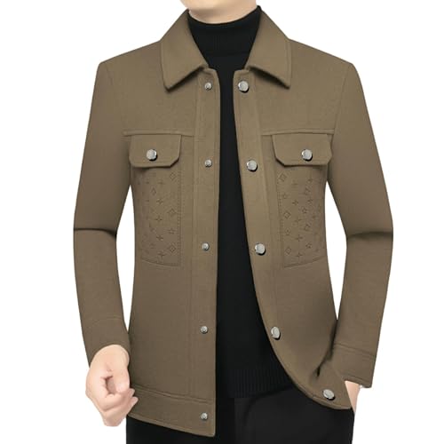 Veste en laine épaisse homme manteau court hiver chaud col revers