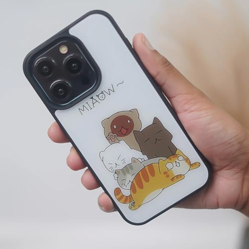 Image of PEEPERLY Back Cover Case for iPhone 13 Pro Max Scratch Resistant Anti-Slip TPU Shockproof Protective Durable Meow Tastic Cat Illustration Case for Girls & Women(Pattern2)