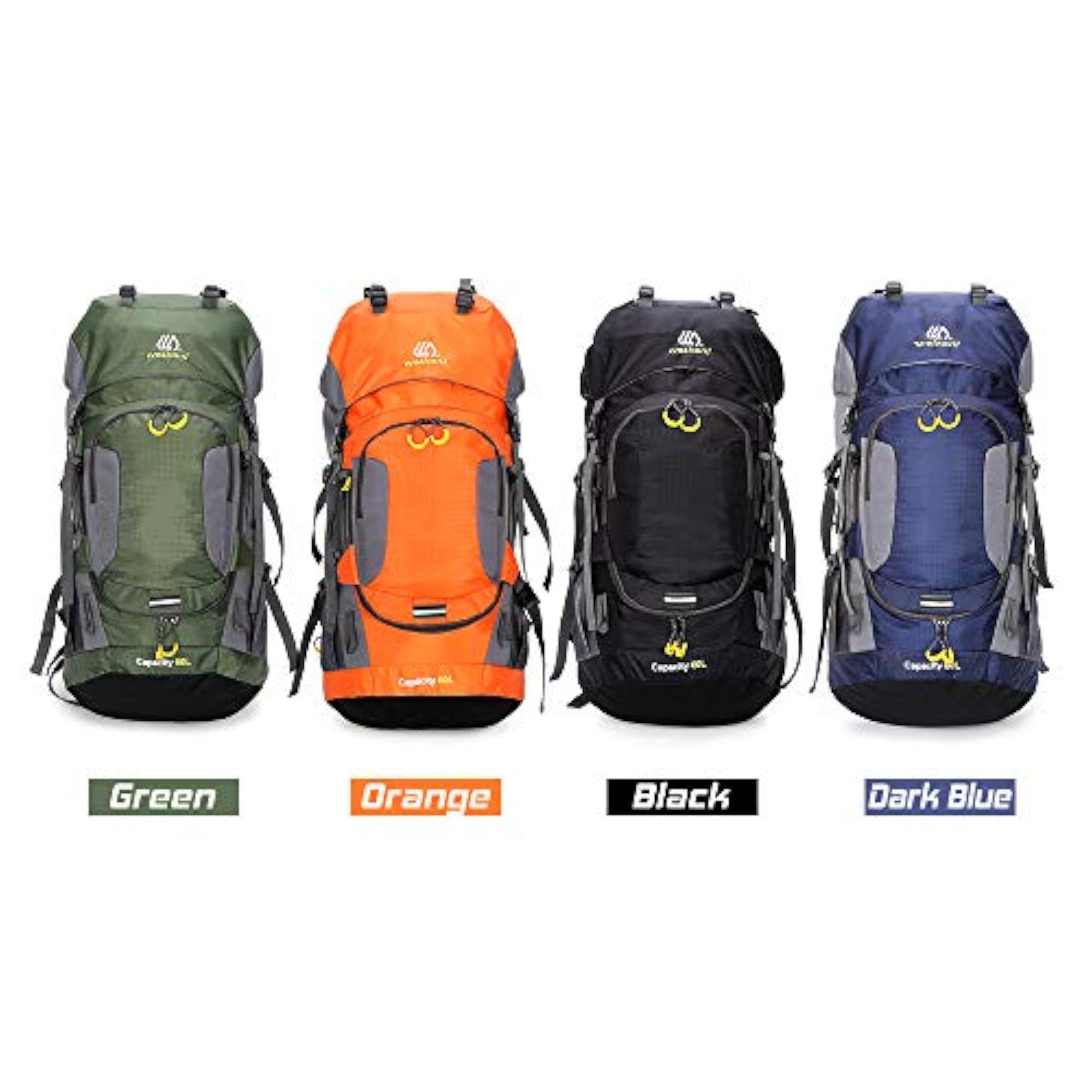 60L Waterproof Hiking Backpack with Rain Cover, Sport Bag