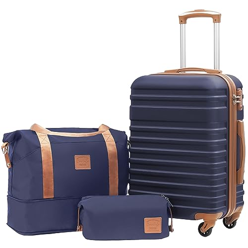 Coolife Coolife Luggage Set Hardside Suitcase,3 piece,Navy(DB/TB/20)