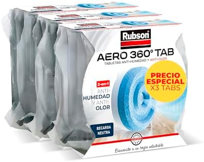 Rubson AERO 360º Set de tabletas de recambio de olor neutro, abso...