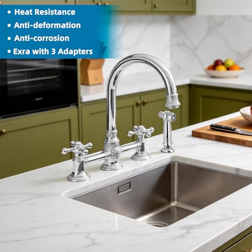 Image of Universal Kitchen Sink Side Sprayer Head with Hose /Holder /Adapters, Chrome